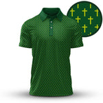 Green Yellow Cross  Pattern Men Polo Shirt