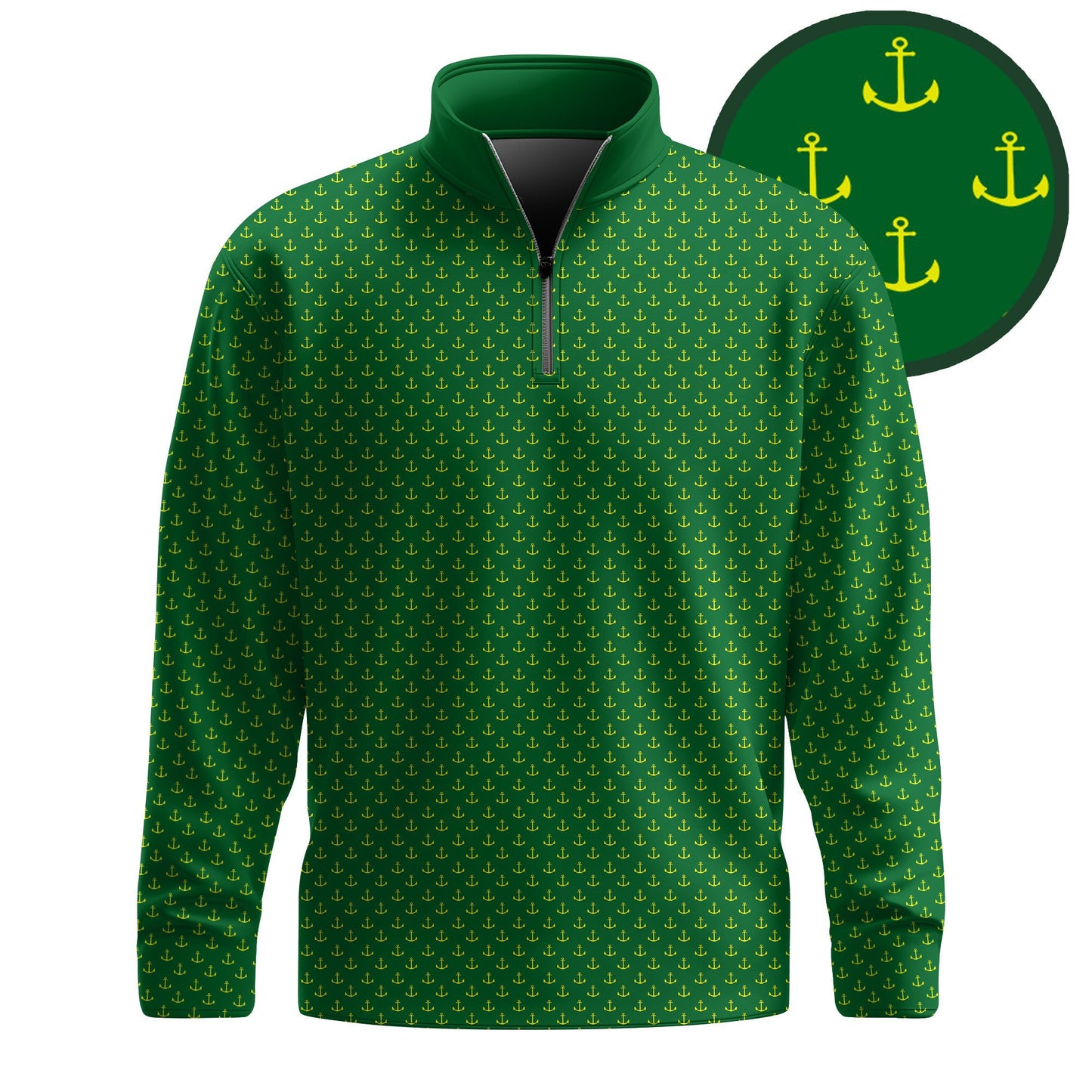 Green Yellow Anchor Masters Men Quarter-zip Pullover
