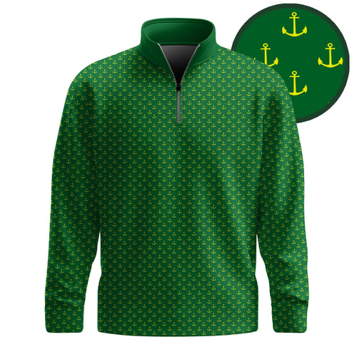 Green Yellow Anchor Masters Men Quarter-zip Pullover