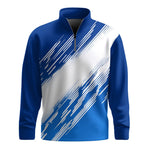Blue White Cross Line Sporty Men Quarter-zip Pullover