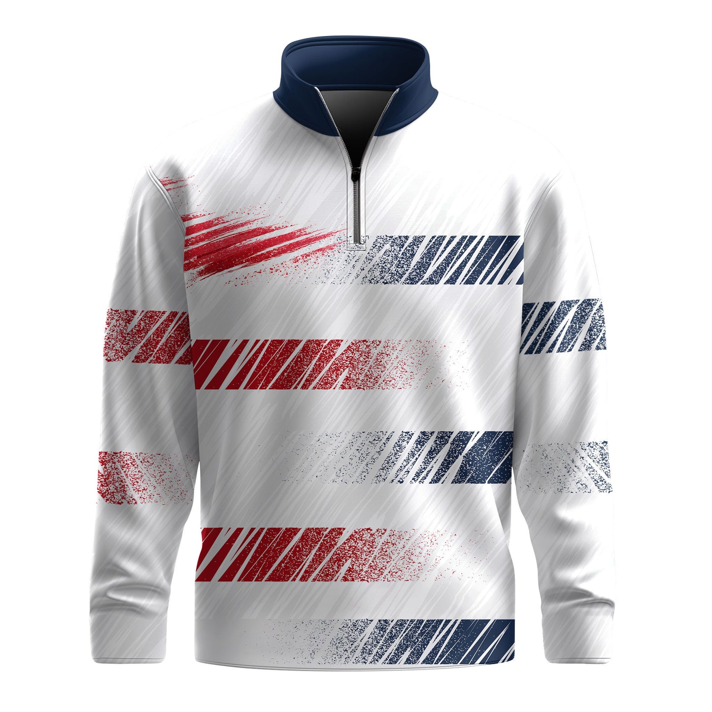 2026  Red Blue Horizontal Lines Men Quarter-zip Pullover