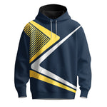 Blue Yellow Sporty Design Men Hoodie