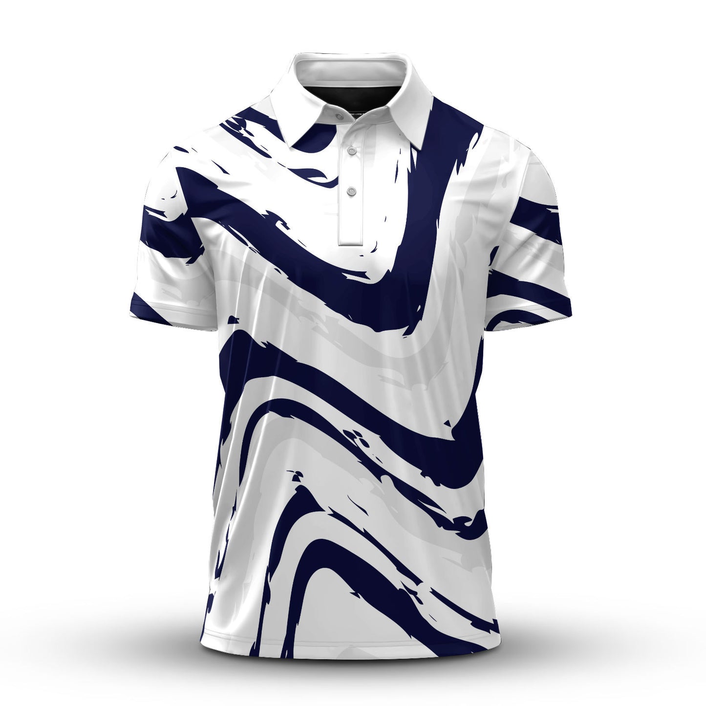 Blue White Waves Men Polo Shirt