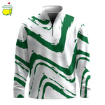Green White Waves Men Quarter-zip Pullover
