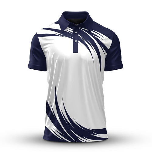 Blue Eddy White  Men Polo Shirt