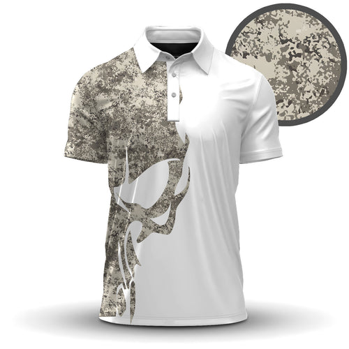Skull Camo White Men Polo Shirt