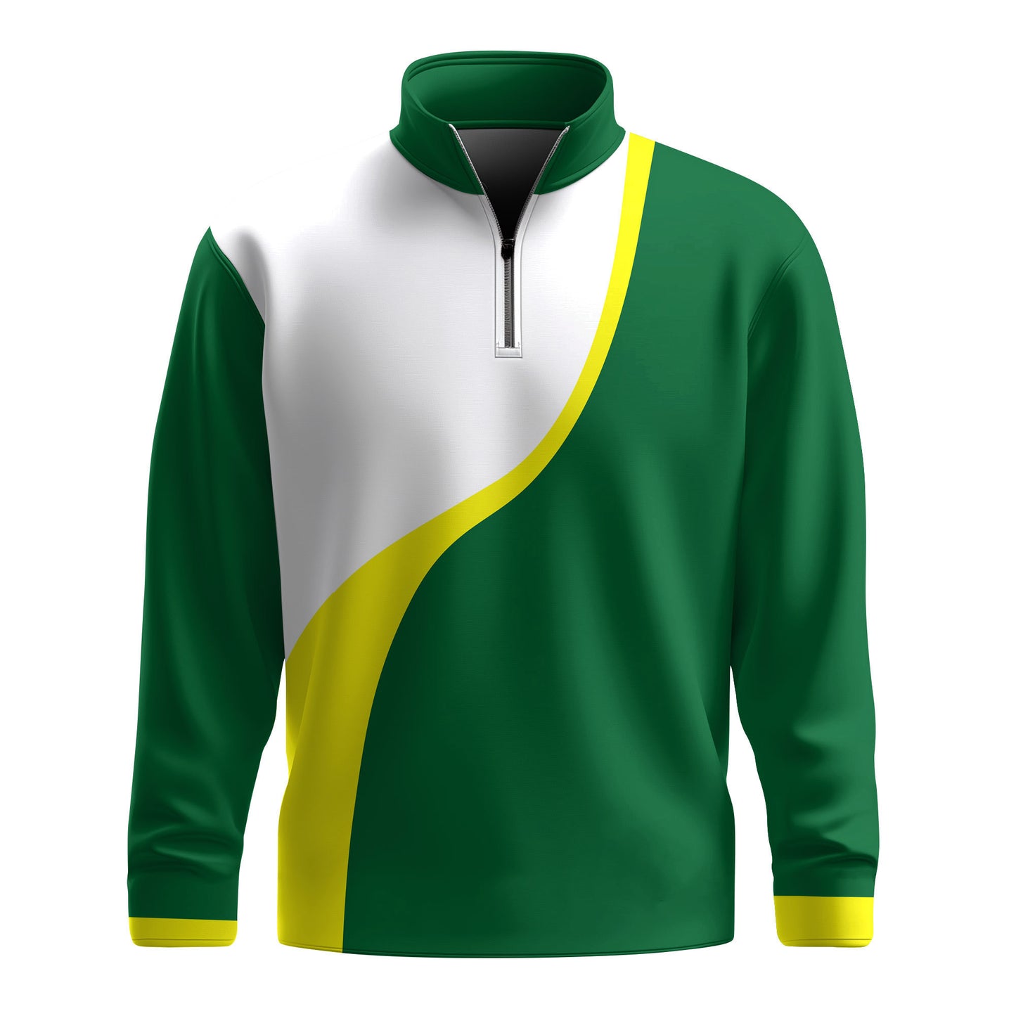 Green Yellow Line Men Quarter-zip Pullover