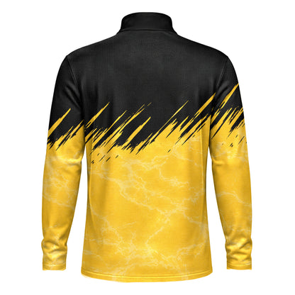 Black Yellow 2027  Sporty Men Quarter-zip Pullover