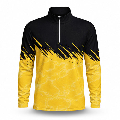 Black Yellow 2027  Sporty Men Quarter-zip Pullover