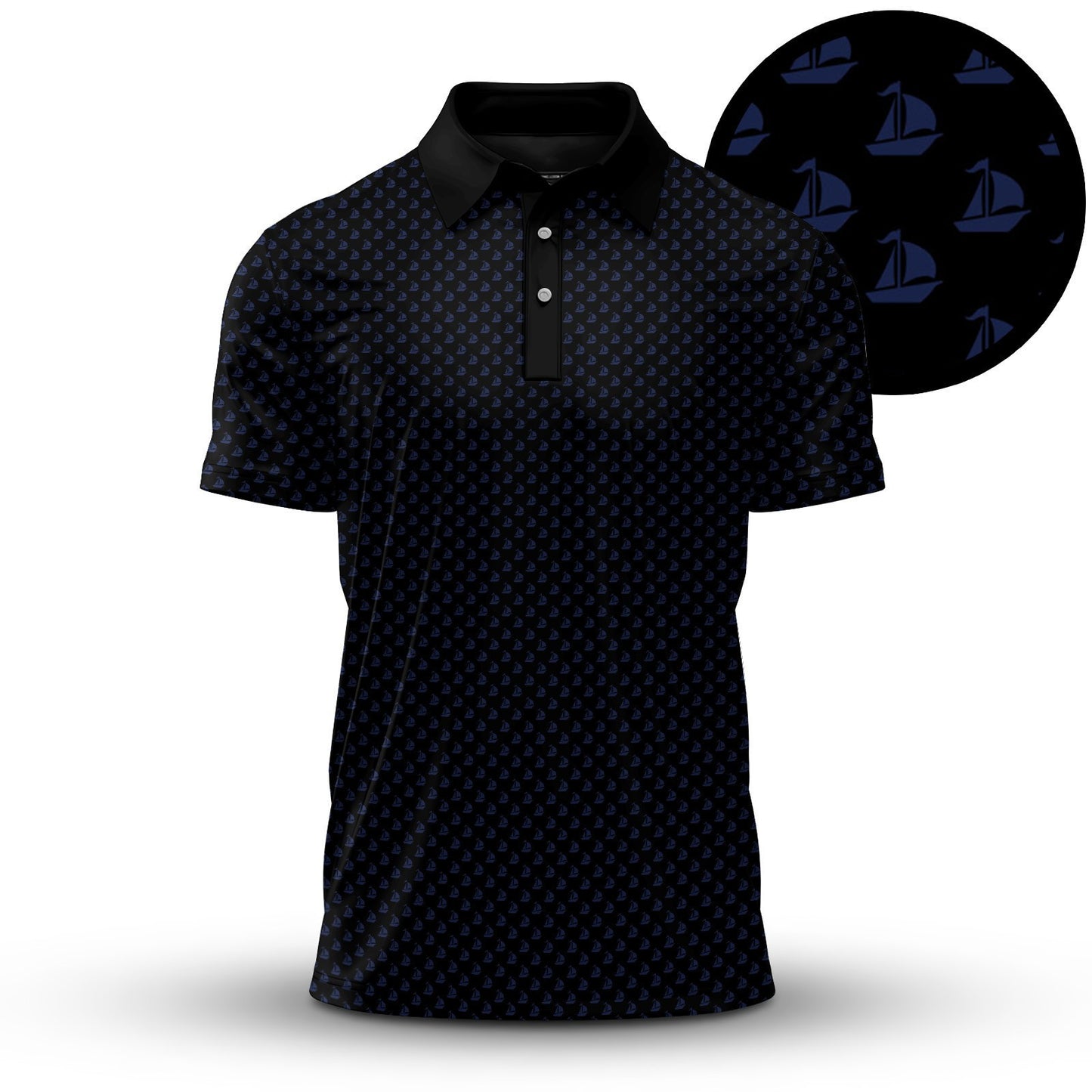 2026  White Blue Ship Men Polo Shirt