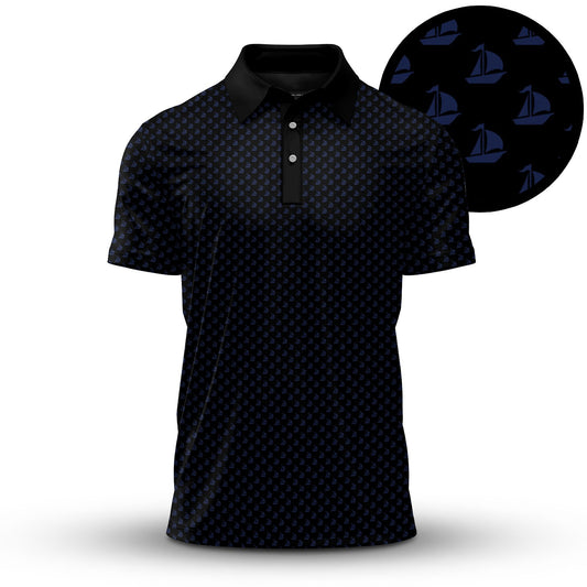 2026  White Blue Ship Men Polo Shirt