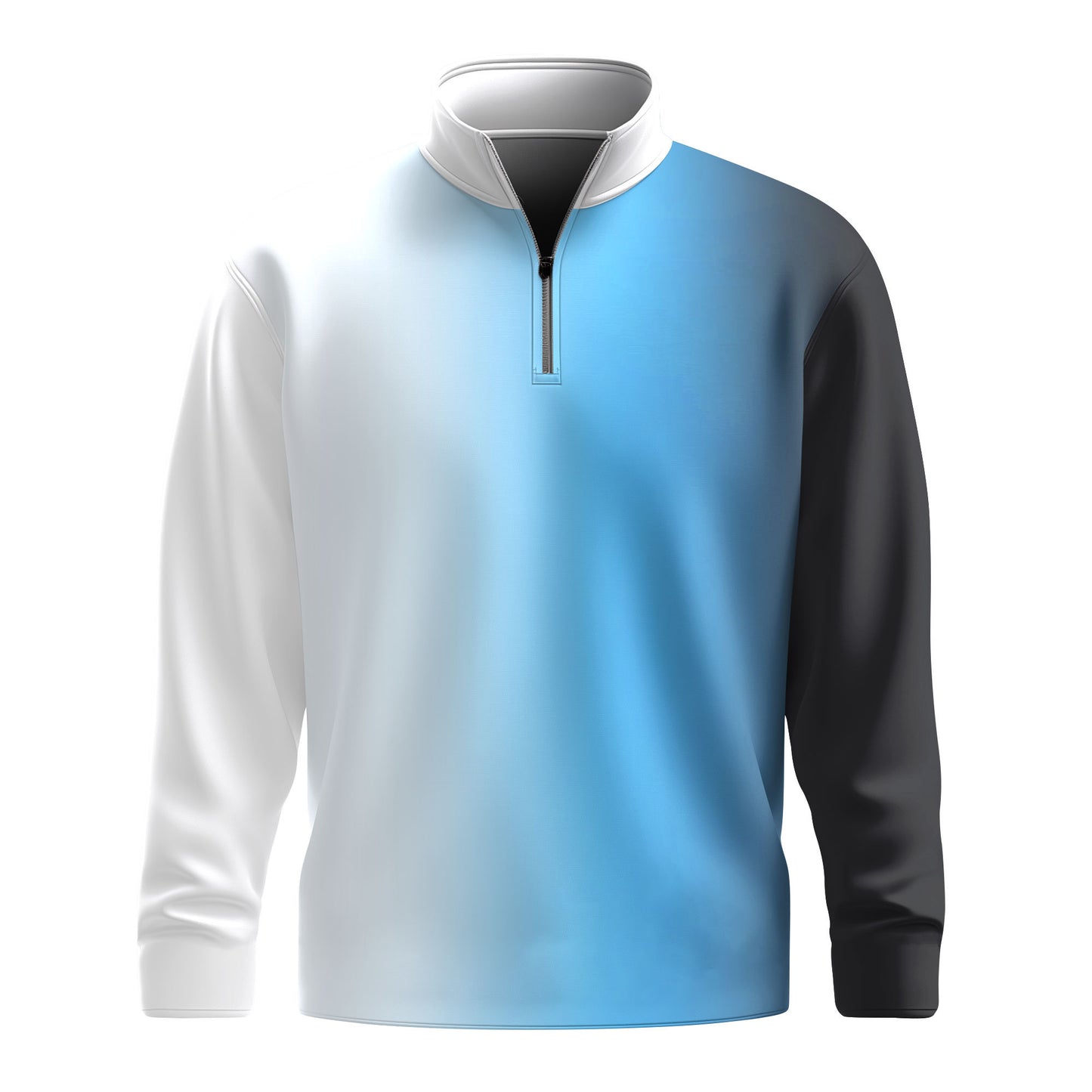 Gradient White Blue Black  Men Quarter-zip Pullover