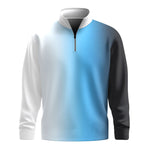 Gradient White Blue Black  Men Quarter-zip Pullover