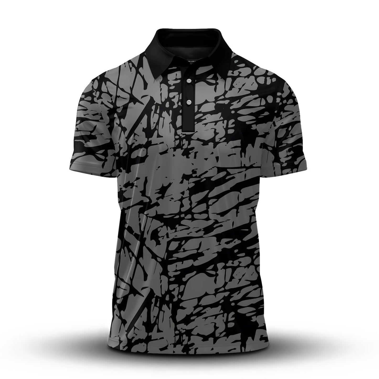 Black Grey Scratch 2027  Men Polo Shirt