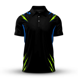 Black  Neon Pattern Men Polo Shirt