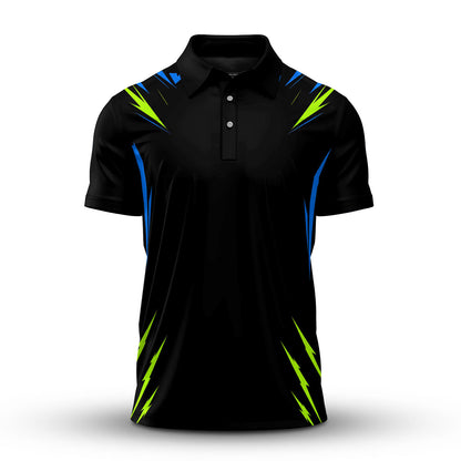 Black  Neon Pattern Men Polo Shirt