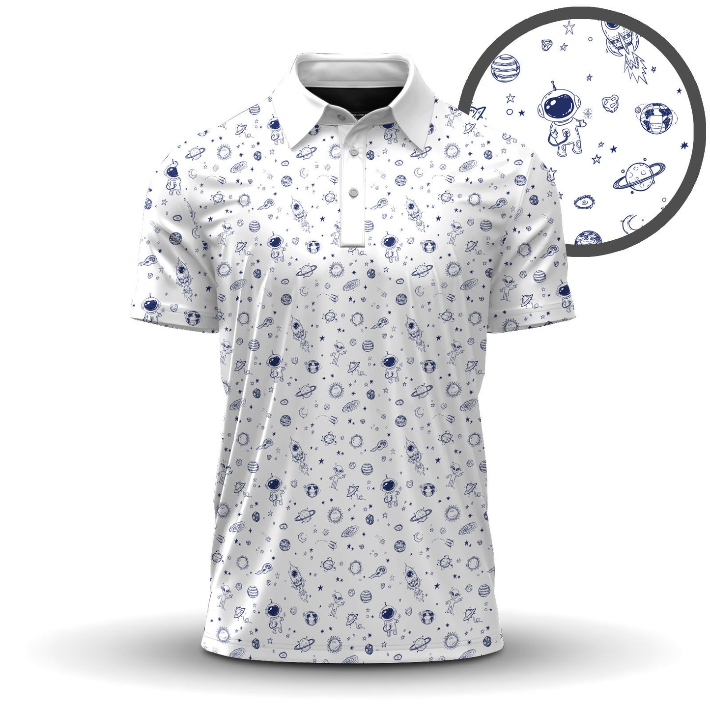 Space Blue White 2026  Men Polo Shirt