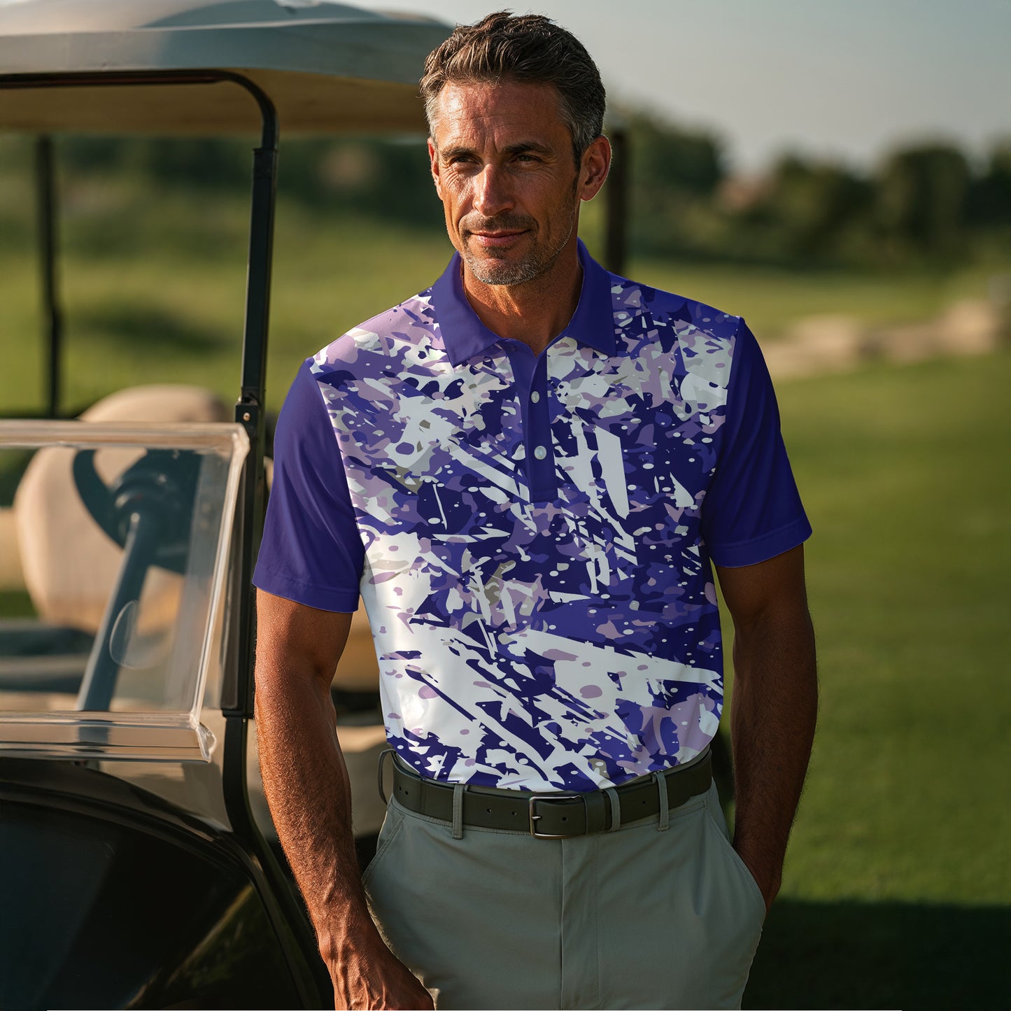 Loud Purple Painting Men Polo Shirt