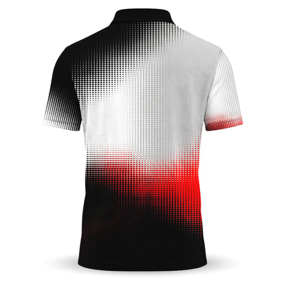 Dynamic Range Black White Grey Red Men Golf Polo Shirt