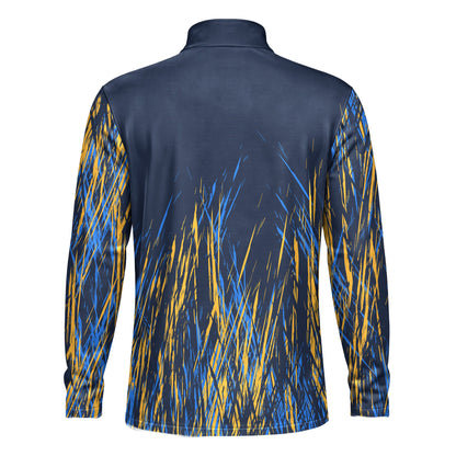 Blue Yellow Color Stains  Men Quarter-zip Pullover