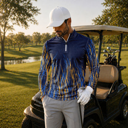 Blue Yellow Color Stains  Men Quarter-zip Pullover