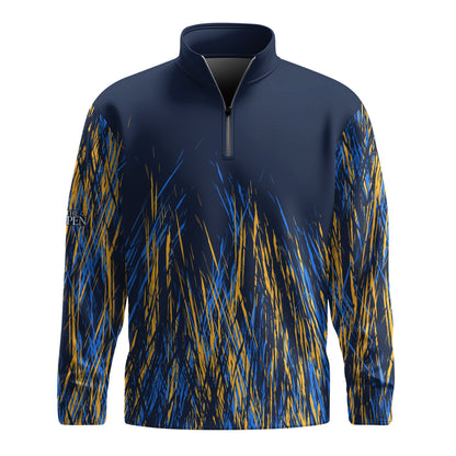 Blue Yellow Color Stains  Men Quarter-zip Pullover
