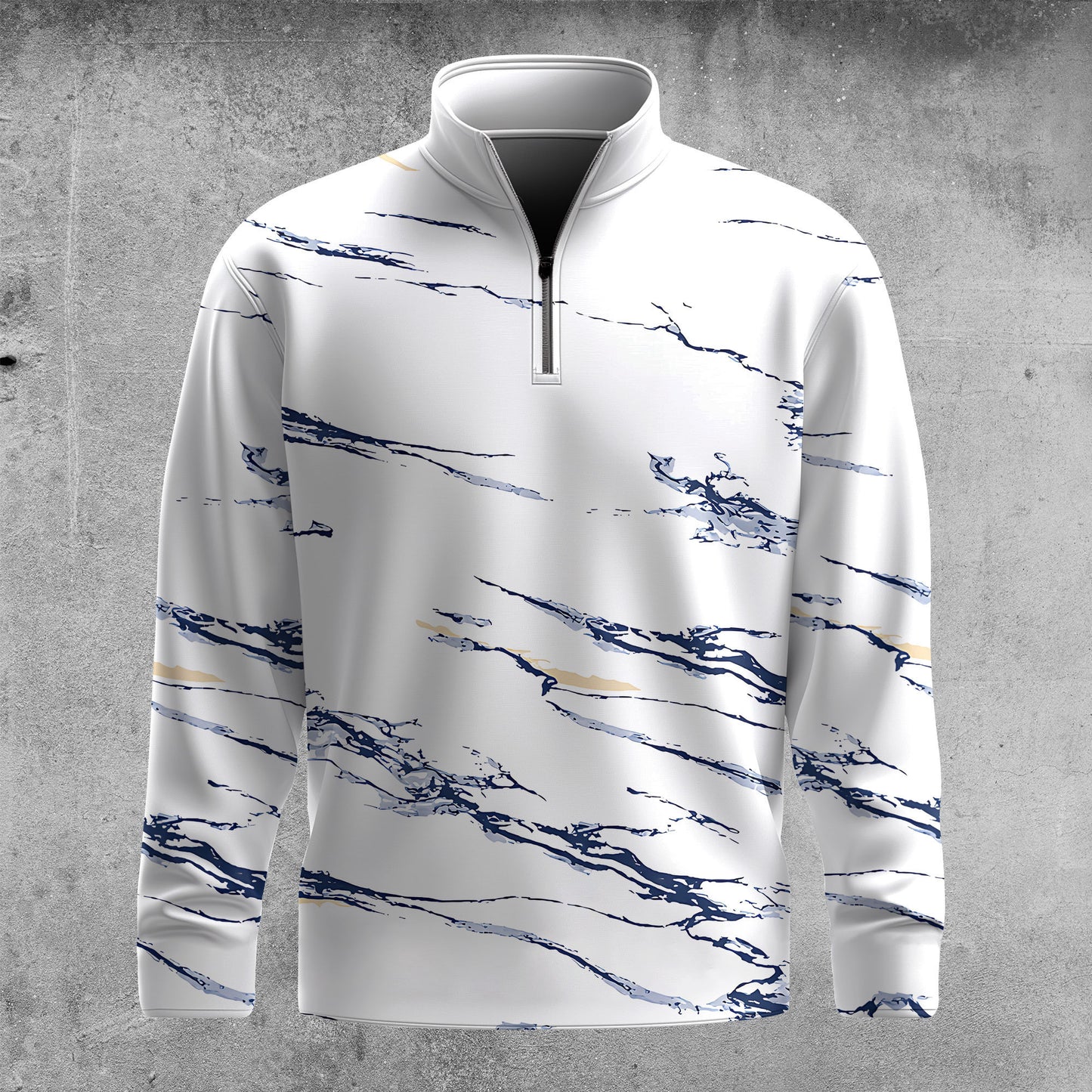 Blue Marble Pattern  Men Quarter-zip Pullover