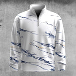 Blue Marble Pattern  Men Quarter-zip Pullover