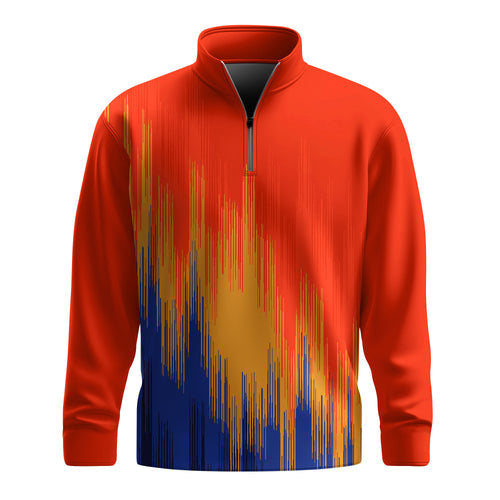 Orange Yellow Blue Sporty  Men Quarter-zip Pullover