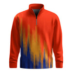 Orange Yellow Blue Sporty  Men Quarter-zip Pullover