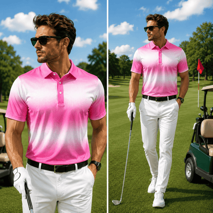 Ombre Pink White Men Polo Shirt