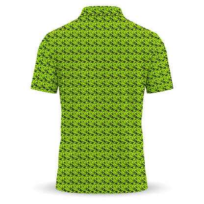 Fish Bone Pattern Neon Men Polo Shirt