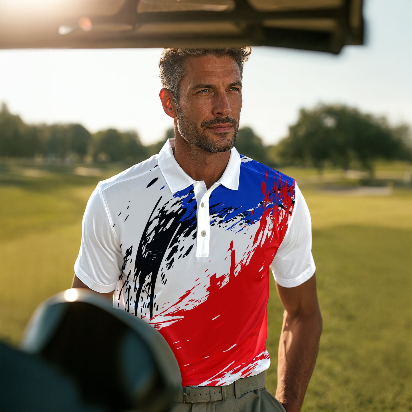 Red Blue Black White 2027 Men Polo Shirt