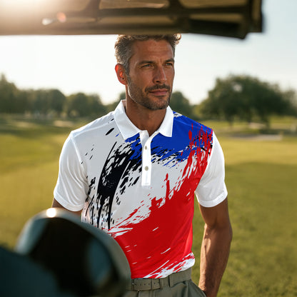 Red Blue Black White 2027 Men Polo Shirt