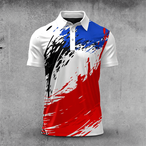 Red Blue Black White 2027 Men Polo Shirt