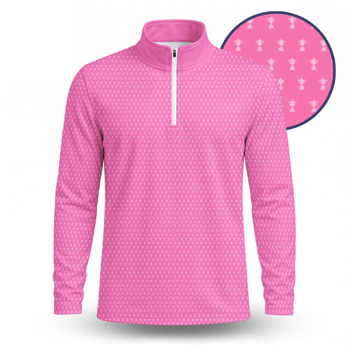 2027  Trophy Pattern Pink Men Quarter-zip Pullover