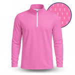 2027  Trophy Pattern Pink Men Quarter-zip Pullover