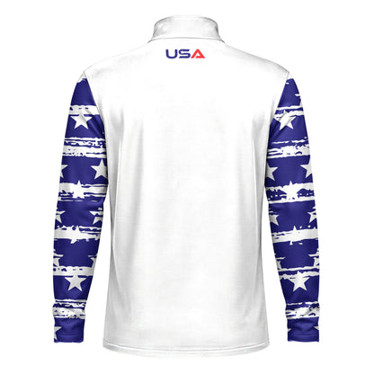 US Flag USA Team Men Quarter-zip Pullover