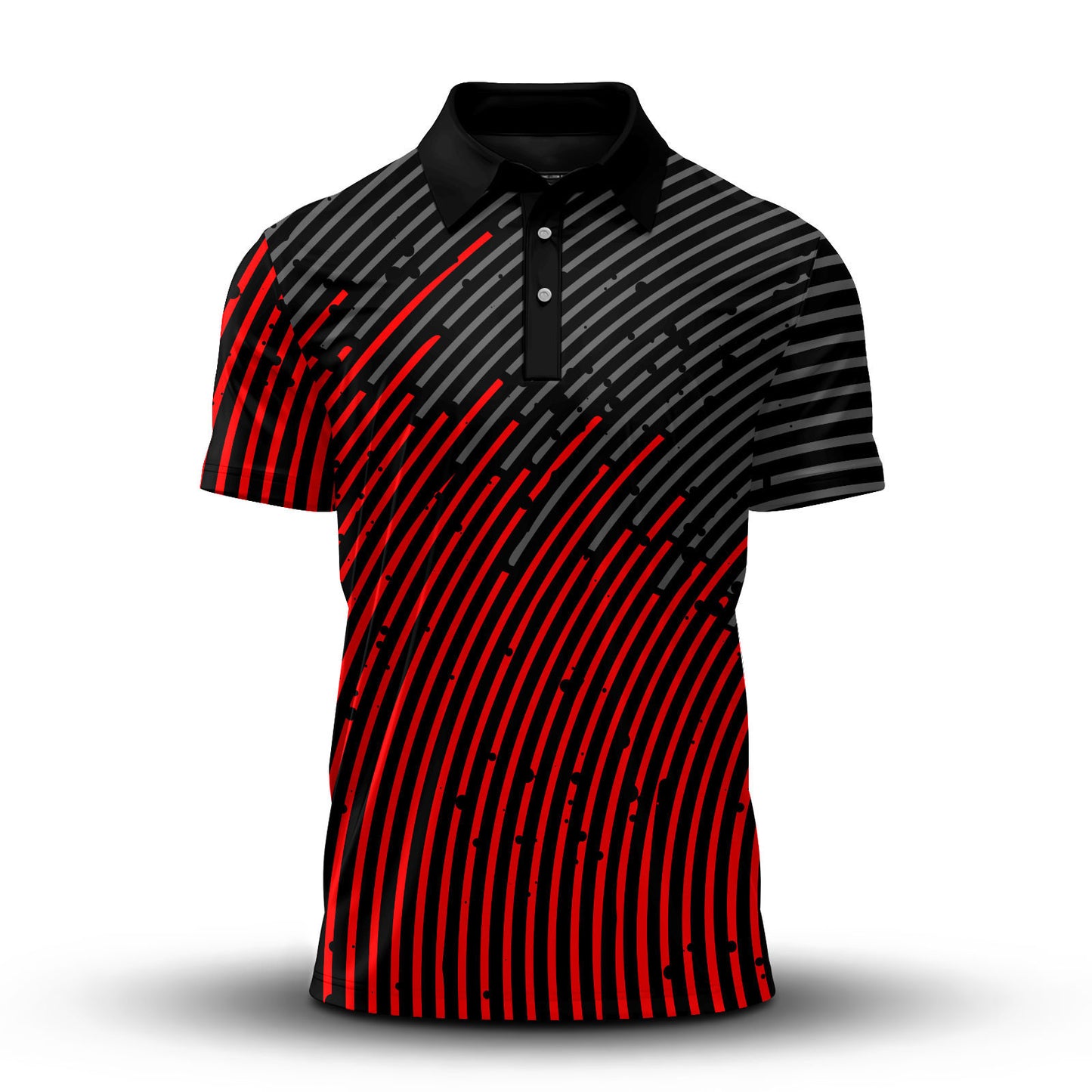 Circular Pattern Black Red 2027 Men Polo Shirt