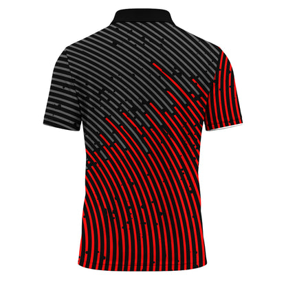 Circular Pattern Black Red 2026 Men Polo Shirt