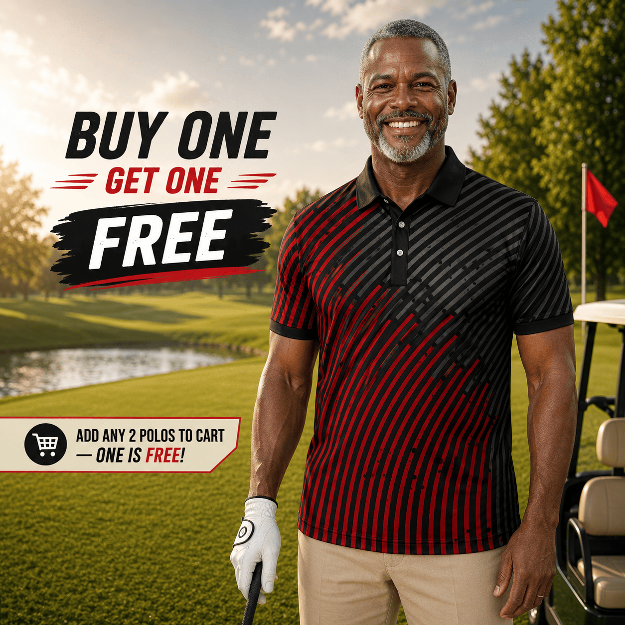 Circular Pattern Black Red 2026 Men Polo Shirt