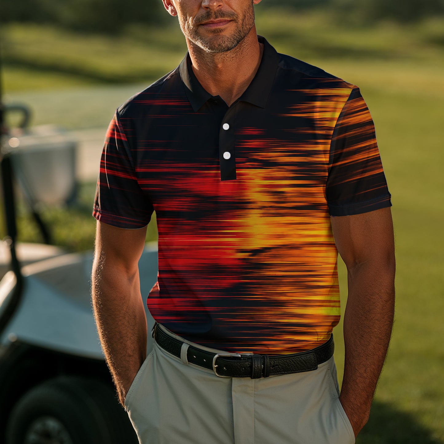 2027 Black Yellow Orange Men Polo Shirts