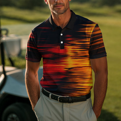 2027 Black Yellow Orange Men Polo Shirts
