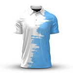 Light Blue White Sporty  Men Polo Shirt
