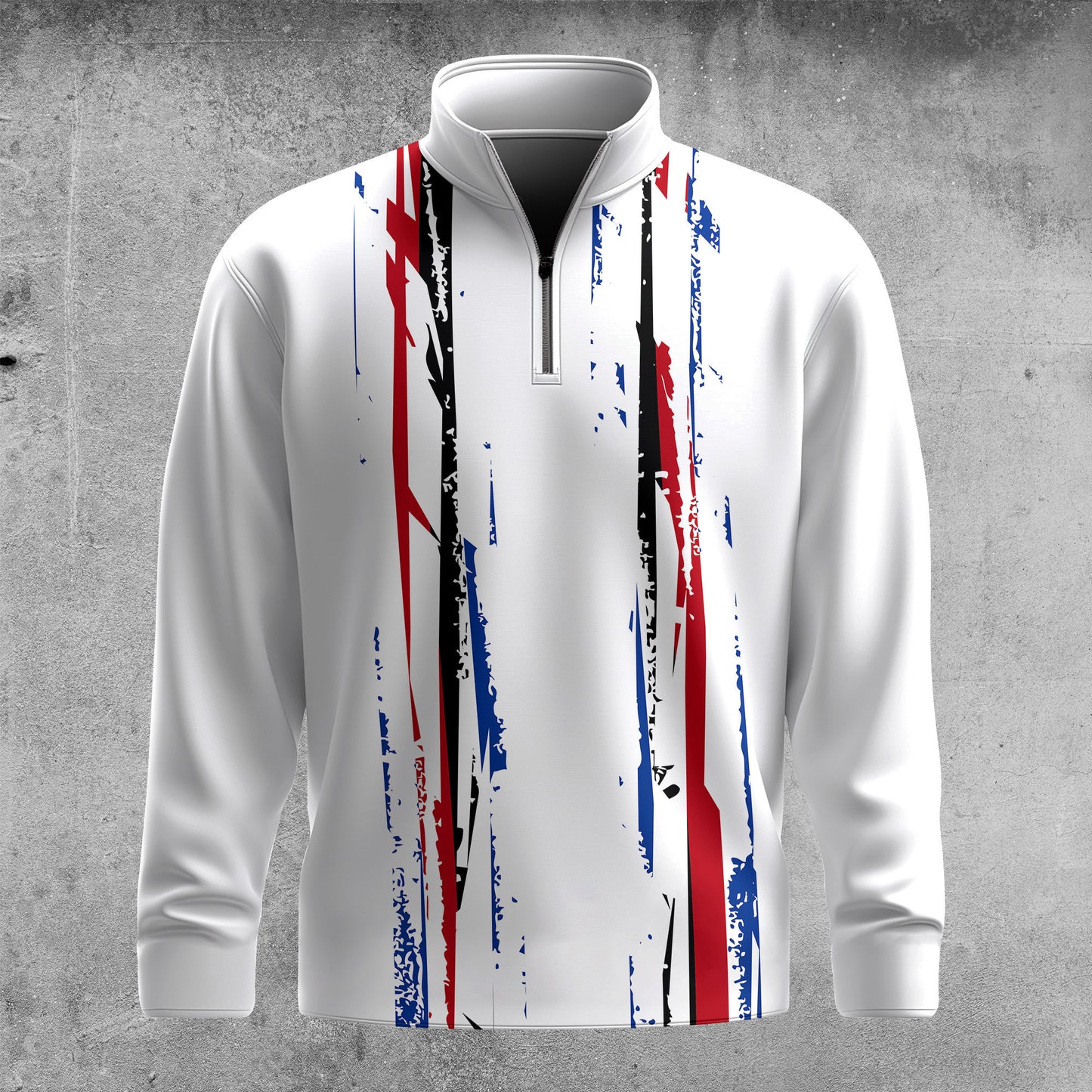 2026  White Black Blue Red Pattern Men Quarter-zip Pullover