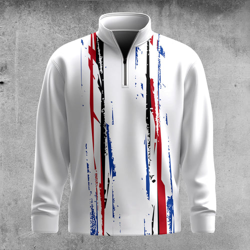 2026  White Black Blue Red Pattern Men Quarter-zip Pullover