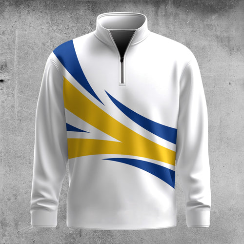 Yellow Blue Sporty Men Quarter-zip Pullover