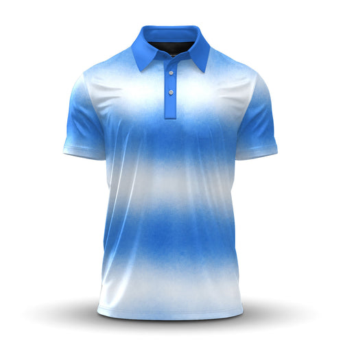 Ombre Blue White  Men Polo Shirt