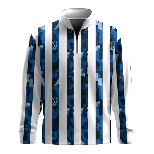Stripes Blue Camo  Men Quarter-zip Pullover