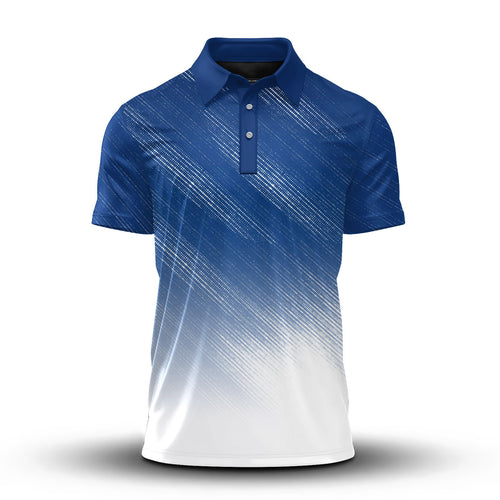 Blue White  Gradient Style Men Polo Shirt